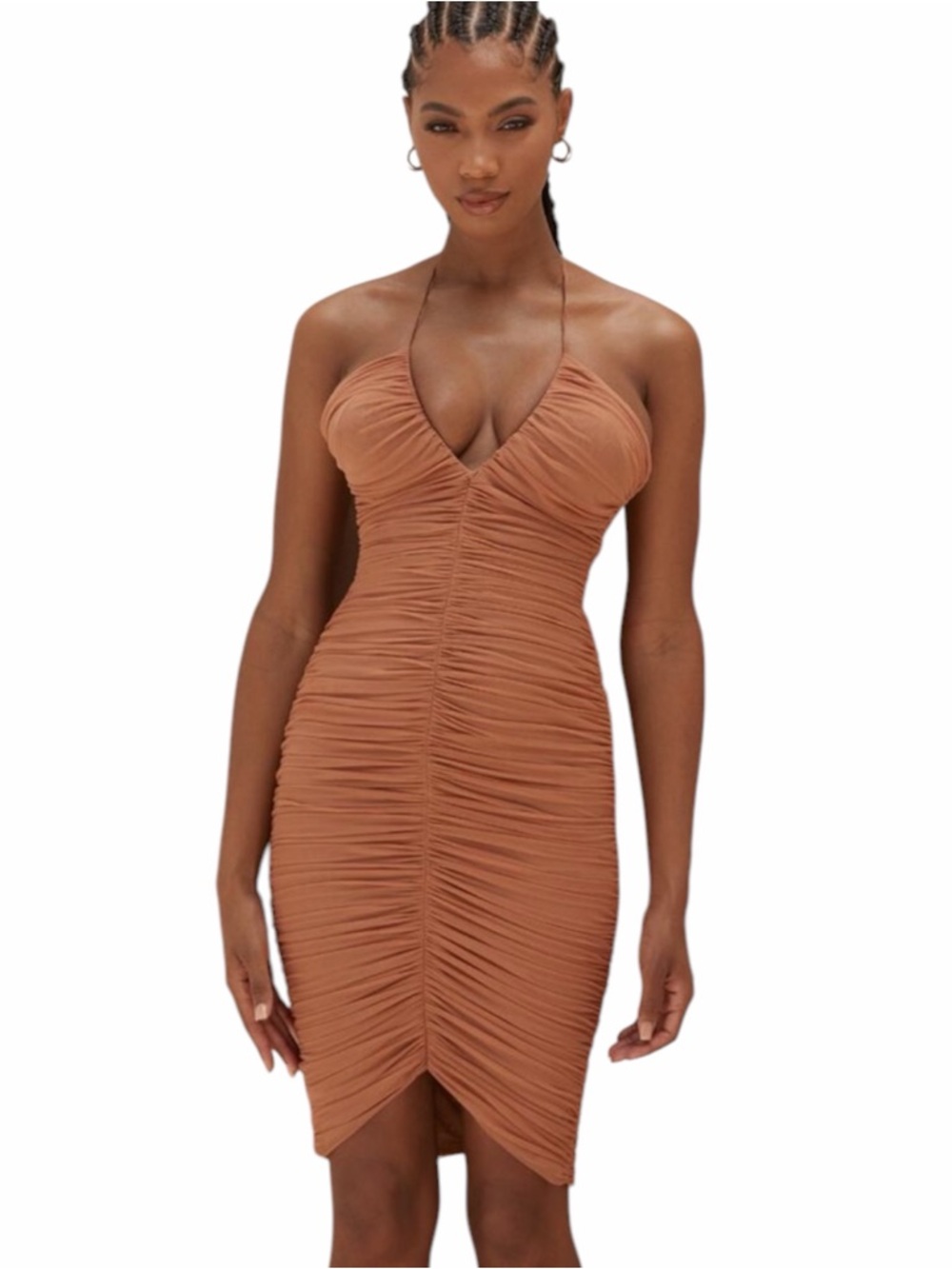 NEW House of CB Tiarra' Amber Ruched Mesh Mini Dress Size XS